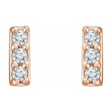 14K Rose Gold .05 CTW Diamond Bar Earrings