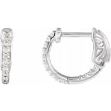 14.5 mm 1/4 CTW Natural Diamond Inside-Outside Hinged Hoop Earrings