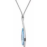 14K White Gold Sky Blue Topaz & Diamond 18" Necklace