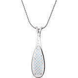 14K White Gold Sky Blue Topaz & Diamond 18" Necklace