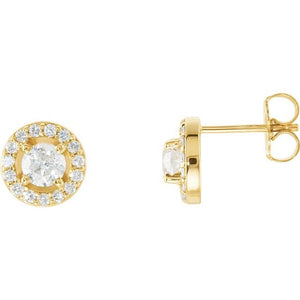 7/8 CTW Natural Diamond Halo Stud Earrings