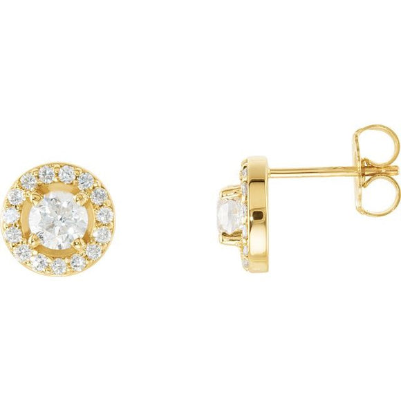 7/8 CTW Natural Diamond Halo Stud Earrings