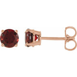 14K Gold 5 mm Natural Mozambique Garnet Stud Earrings