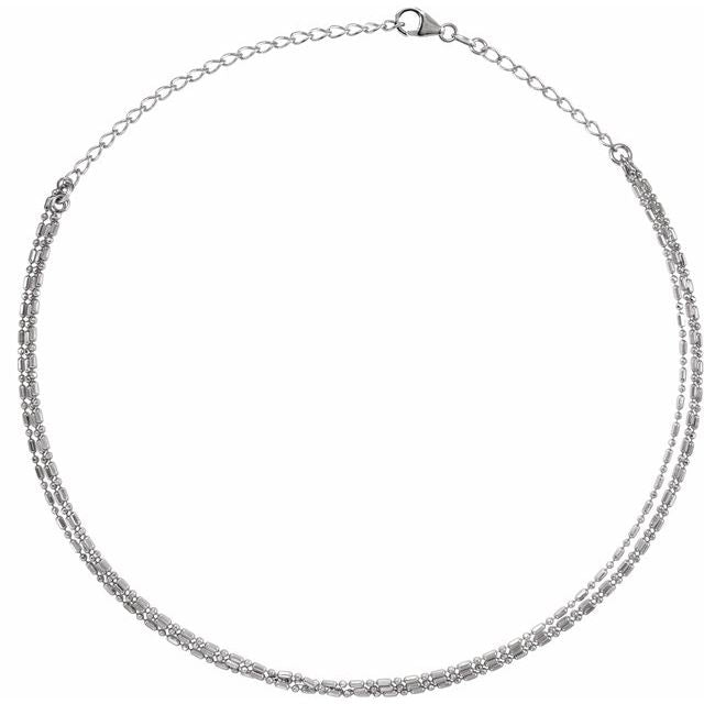 Sterling Silver 3-Strand Bead Chain 13-16" Choker