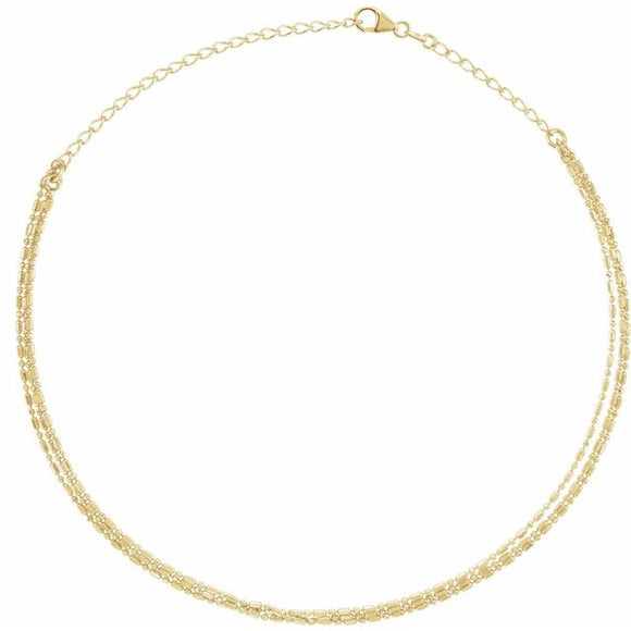 14K Yellow Gold 3-Strand Bead Chain 13-16