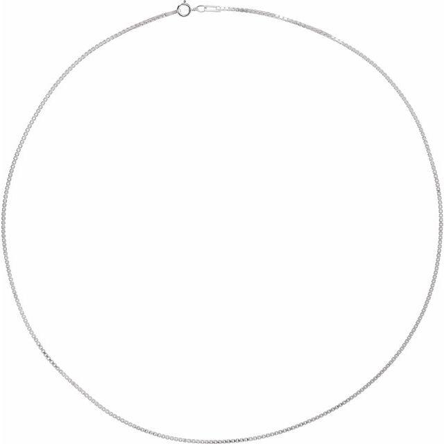 Rhodium Plated Sterling Silver 1.3 mm Diamond Cut Box Chain