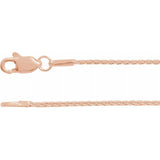 14K Rose Gold 1 mm Wheat Chain