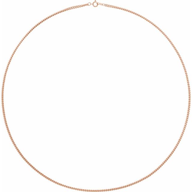 14K Rose Gold 2.25 mm Solid Curb Link Chain