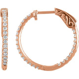 23 mm 3/4 CTW Natural Diamond Inside-Outside Hinged Hoop Earrings