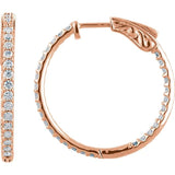 26.5 mm 1 CTW Natural Diamond Inside-Outside Hinged Hoop Earrings