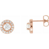7/8 CTW Natural Diamond Halo Stud Earrings