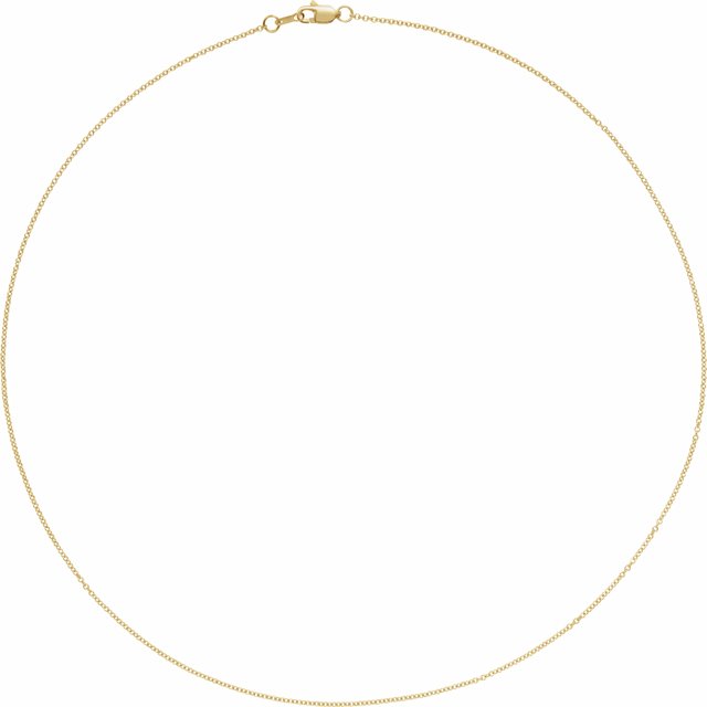 18K Yellow Gold 1 mm Solid Cable Chain