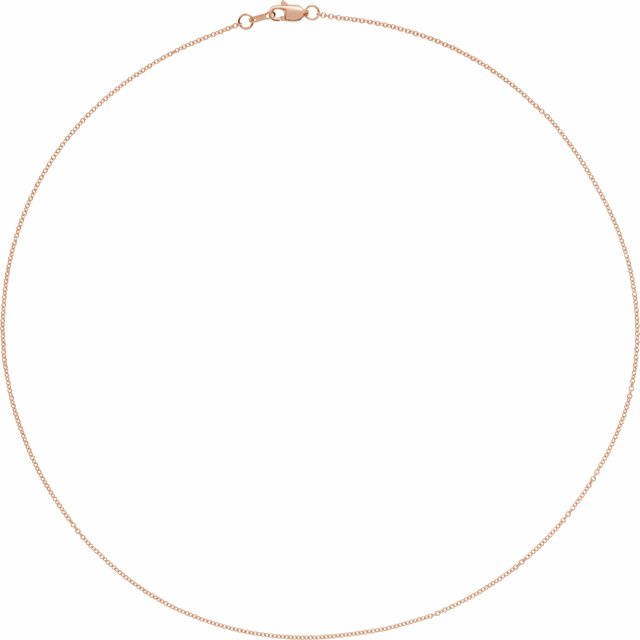 14K Rose Gold 1 mm Solid Cable Chain