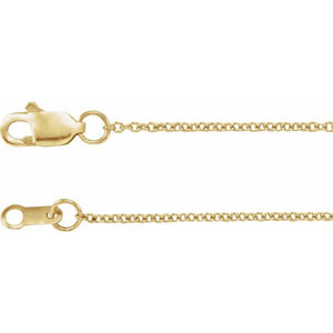 14K Yellow Gold 1 mm Solid Cable Chain