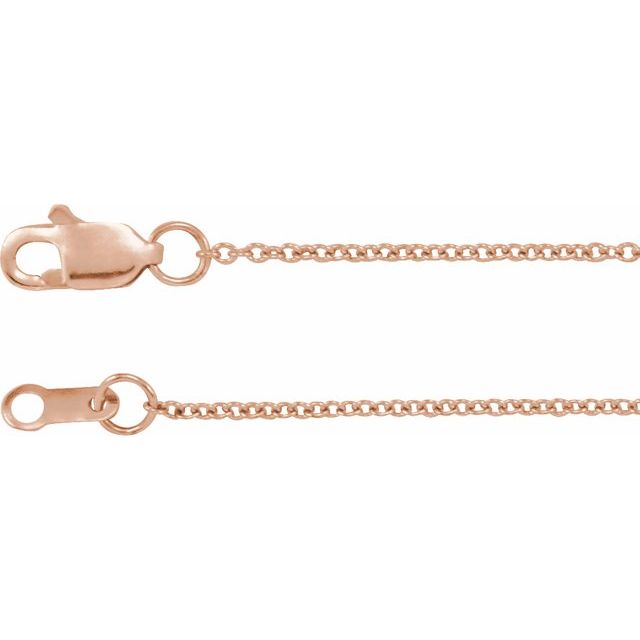 14K Rose Gold 1 mm Solid Cable Chain