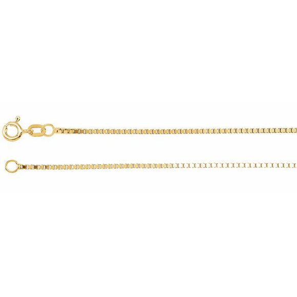 14K Yellow Gold 1.3 mm Diamond Cut Box Chain