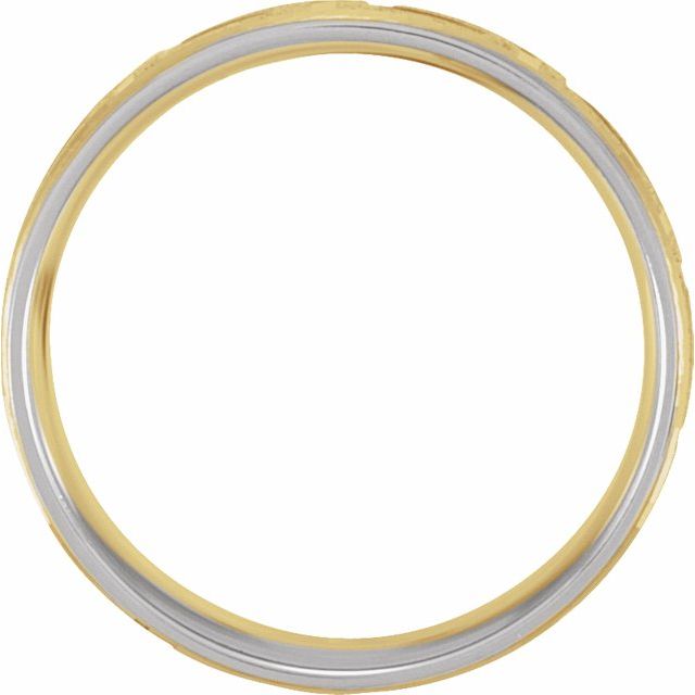 14K White & Yellow Gold Two-Tone Greek Key Pattern Band, 7 mm Wide
