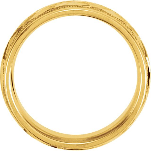 14K Yellow Gold Design Band with Satin Finish & Milgrain, 7 mm Wide