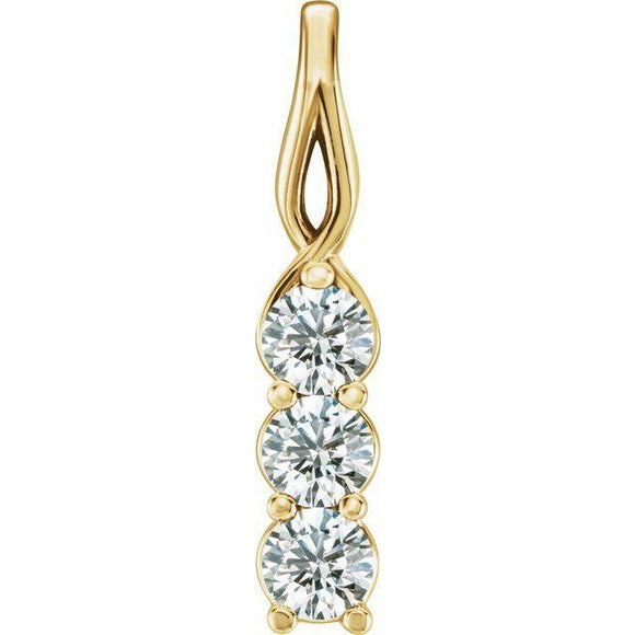9/10 CTW Natural Diamond Three-Stone Pendant