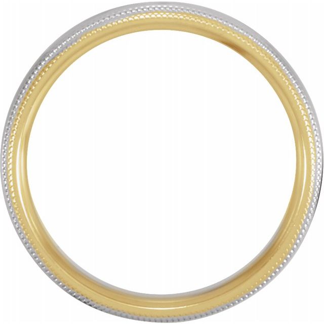 14K Yellow & White Gold Two-Tone Domed Band with Double Milgrain, 5.5 mm Wide
