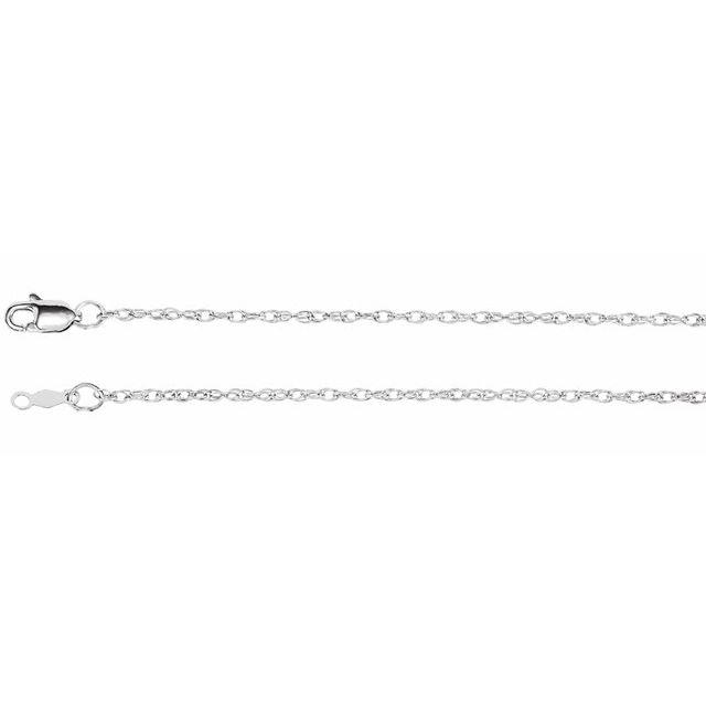14K White Gold 1.5 mm Solid Rope Chain