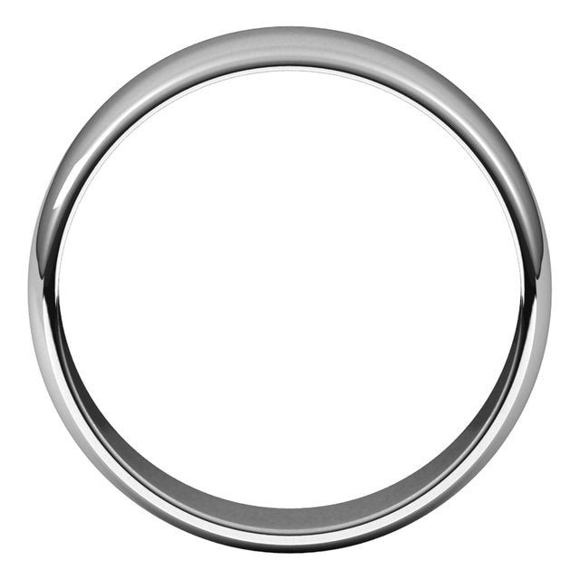 14K White Gold Half Round Light Wedding Band, 6 mm Wide