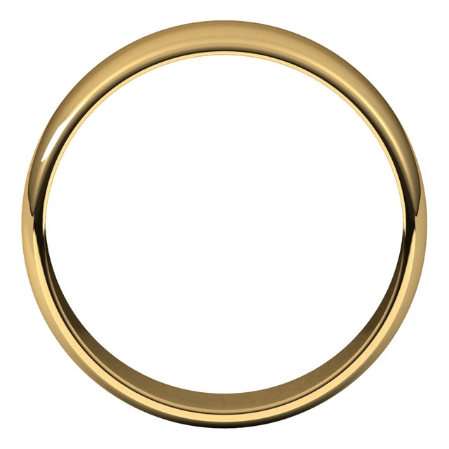 14K Yellow Gold Half Round Light Wedding Band, 6 mm Wide