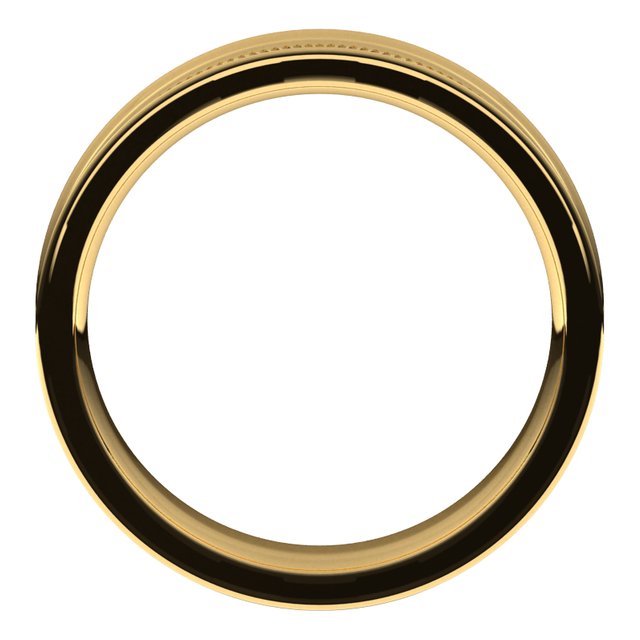 10K Yellow Gold Milgrain Concave with Edge Wedding Band, 5 mm Wide