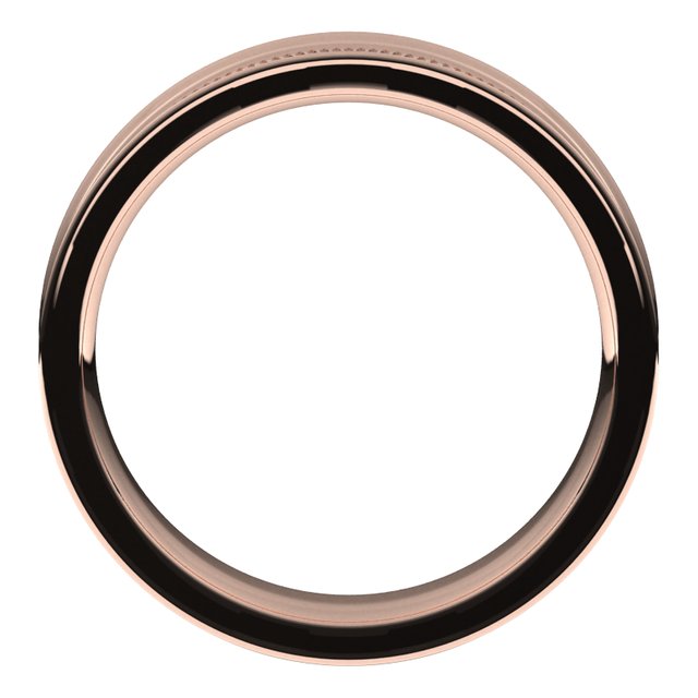 14K Rose Gold Milgrain Concave with Edge Wedding Band, 5 mm Wide