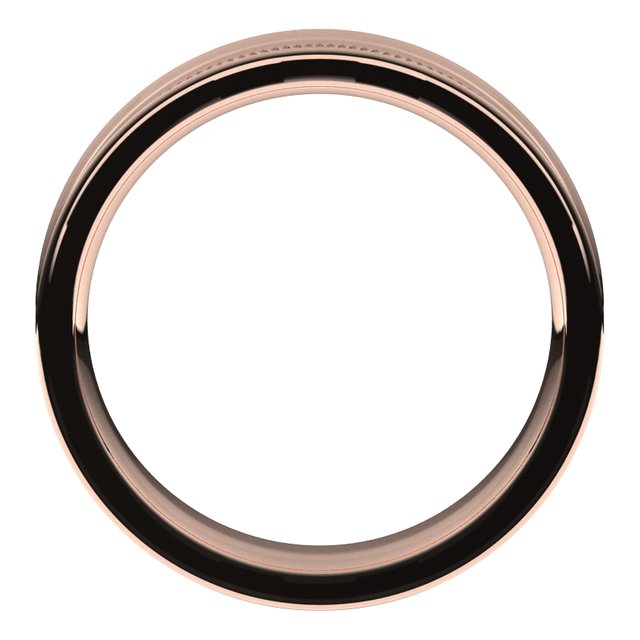 10K Rose Gold Milgrain Concave with Edge Wedding Band, 5 mm Wide