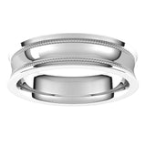 14K White Gold Milgrain Concave with Edge Wedding Band, 5 mm Wide