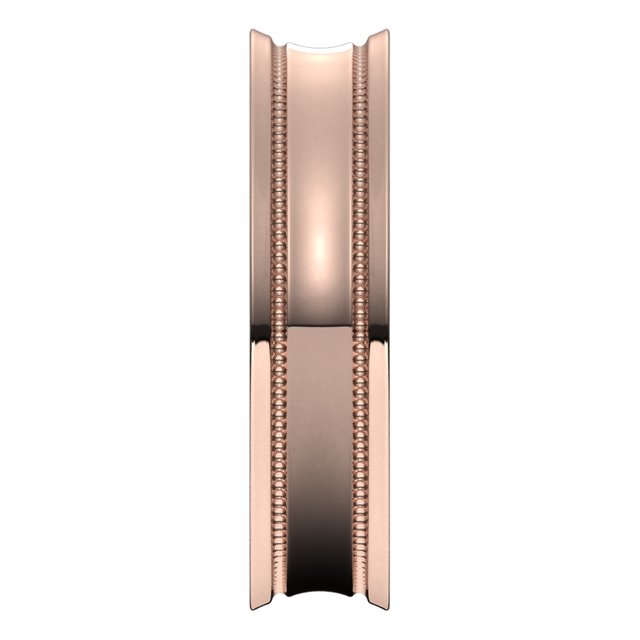 18K Rose Gold Milgrain Concave with Edge Wedding Band, 5 mm Wide