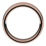 18K Rose Gold Beaded Comfort Fit Wedding Band, 8 mm Wide
