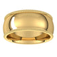 18K Yellow Gold Beaded Comfort Fit Wedding Band, 8 mm Wide