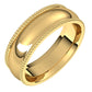 18K Yellow Gold Beaded Comfort Fit Wedding Band, 6 mm Wide