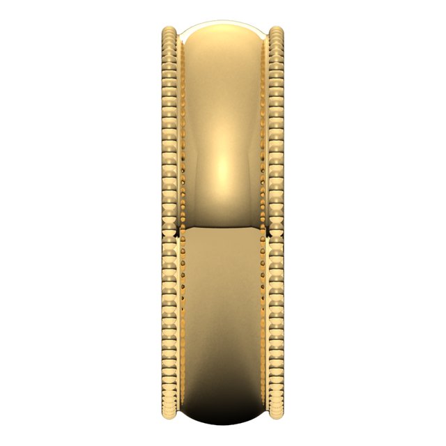 14K Yellow Gold Beaded Comfort Fit Wedding Band, 6 mm Wide