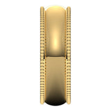 18K Yellow Gold Beaded Comfort Fit Wedding Band, 6 mm Wide