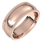 10K Rose Gold Beaded Comfort Fit Wedding Band, 7 mm Wide