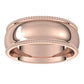 10K Rose Gold Beaded Comfort Fit Wedding Band, 7 mm Wide