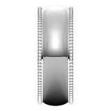 14K White Gold Beaded Comfort Fit Wedding Band, 7 mm Wide