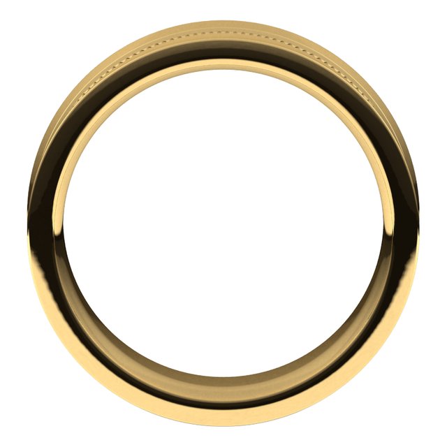 14K Yellow Gold Milgrain Concave with Edge Wedding Band, 7 mm Wide