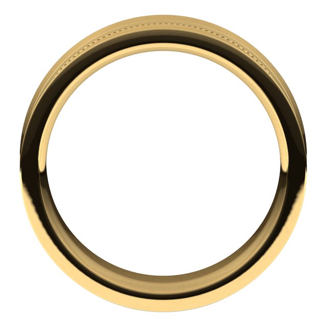 18K Yellow Gold Milgrain Concave with Edge Wedding Band, 7 mm Wide