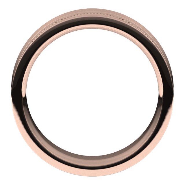 10K Rose Gold Milgrain Concave with Edge Wedding Band, 7 mm Wide