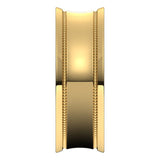10K Yellow Gold Milgrain Concave with Edge Wedding Band, 7 mm Wide