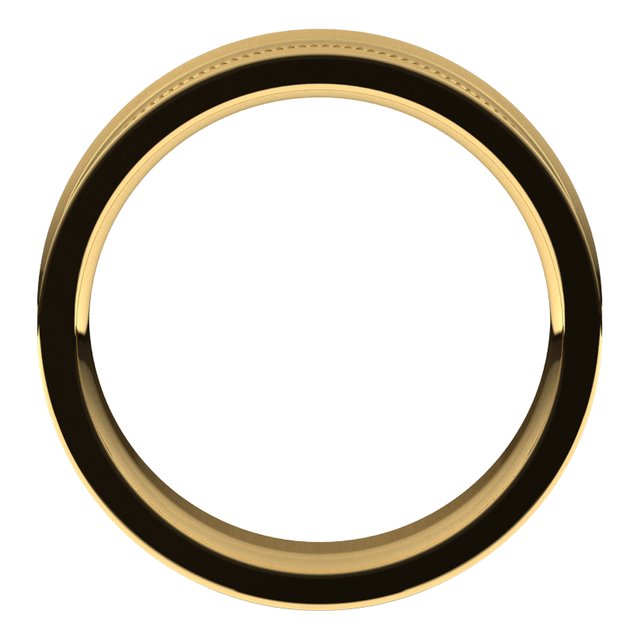 10K Yellow Gold Milgrain Concave with Edge Wedding Band, 6 mm Wide