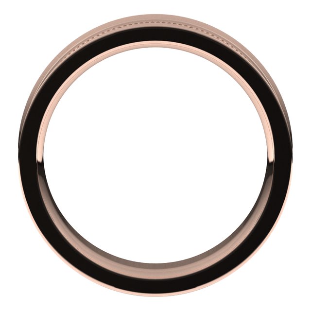 10K Rose Gold Milgrain Concave with Edge Wedding Band, 6 mm Wide