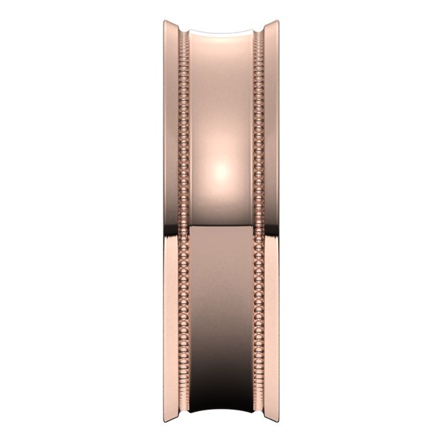 10K Rose Gold Milgrain Concave with Edge Wedding Band, 6 mm Wide