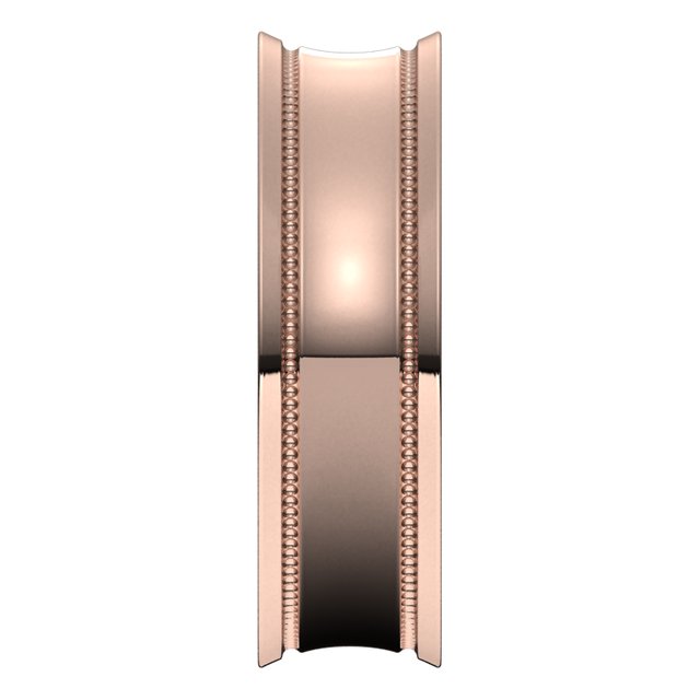 10K Rose Gold Milgrain Concave with Edge Wedding Band, 6 mm Wide