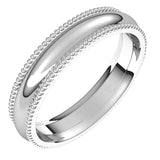 10K White Gold Beaded Comfort Fit Wedding Band, 4 mm Wide