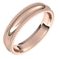 18K Rose Gold Beaded Comfort Fit Wedding Band, 4 mm Wide